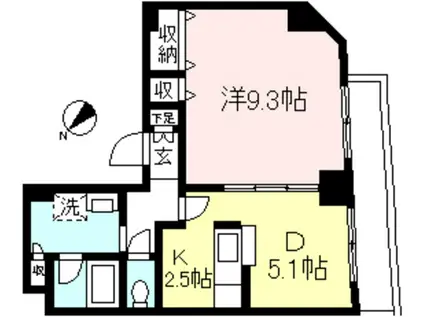 パラッツオ(1DK/4階)の間取り写真