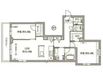 シグネチャーゼロセブン(2LDK/2階)の間取り写真