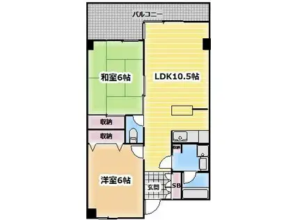 ウィスタリアガーデン(2LDK/4階)の間取り写真