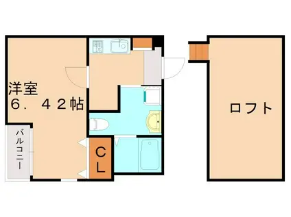 BELL AVENUE 高宮(1K/2階)の間取り写真