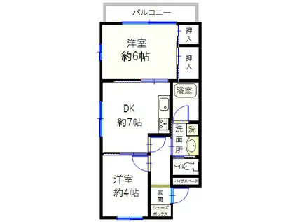 ドルチェ豪徳寺(2DK/2階)の間取り写真