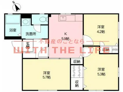 シャーメゾン野中(3DK/2階)の間取り写真