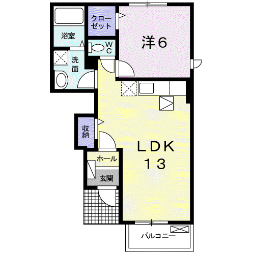 レフィーノ(1LDK/1階)の間取り写真