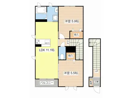 ＪＲ東海道本線 近江八幡駅 徒歩5分 2階建 築18年(2LDK/2階)の間取り写真
