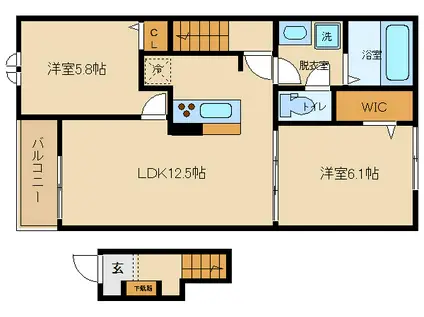 ジノ アルバ(2LDK/2階)の間取り写真