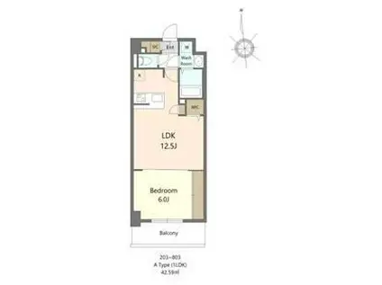 S-RESIDENCE大濠公園ACHIEVE(1LDK/5階)の間取り写真