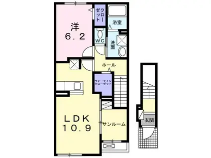 メナージュ・リアン(1LDK/2階)の間取り写真