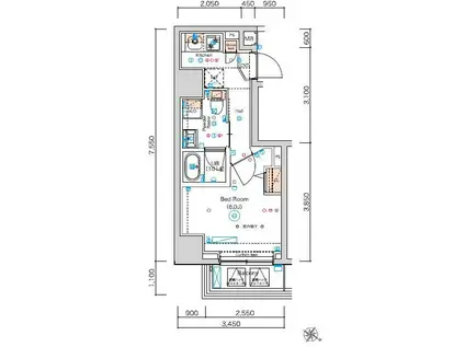 スクエアシティ横濱大通公園エーゼット(1K/3階)の間取り写真