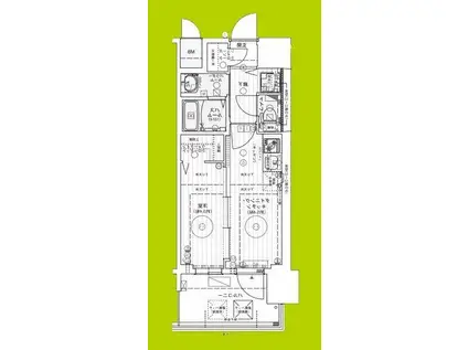 エステムコート難波ウエスト-SIDEIXレデント(1DK/6階)の間取り写真