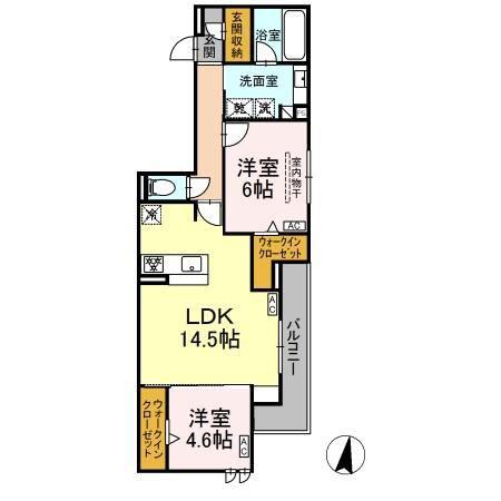 セレスティア苗代(2LDK/3階)の間取り写真