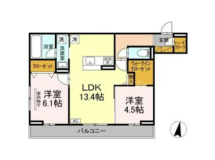 グレイスフルコート雅(2LDK/3階)の間取り写真