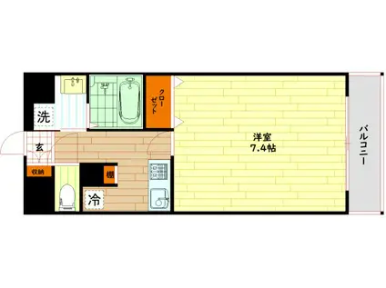 ベルエアー(1K/2階)の間取り写真