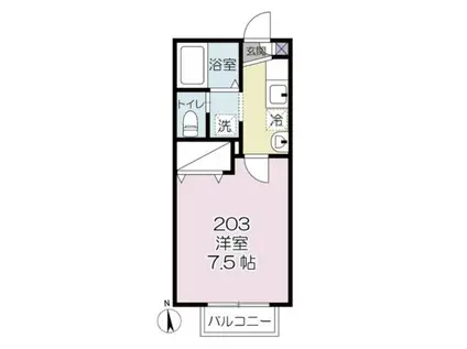 カモミール(1K/2階)の間取り写真