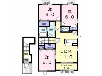 インフィニティC(3LDK/2階)の間取り写真