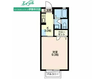 チェリーシェイドE(1K/2階)の間取り写真