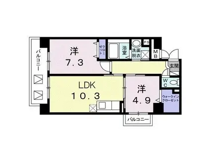 アルベロ向島23(2LDK/3階)の間取り写真