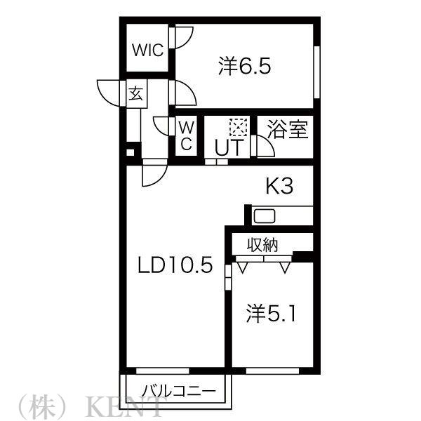 ノルテ円山(2LDK/3階)の間取り写真