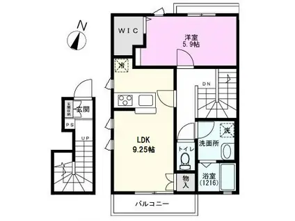 COLLIS -コルリス-(1LDK/2階)の間取り写真