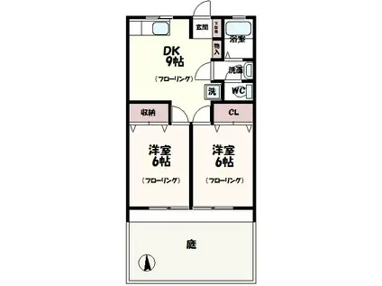 パレスのばら(2DK/1階)の間取り写真