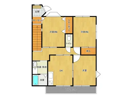 ハイステージKIBE II(3DK/2階)の間取り写真