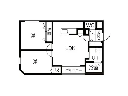 ロゼリア発寒(2LDK/4階)の間取り写真