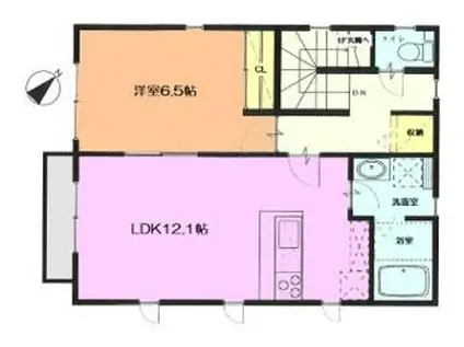 ボンクレールC棟(1LDK/2階)の間取り写真