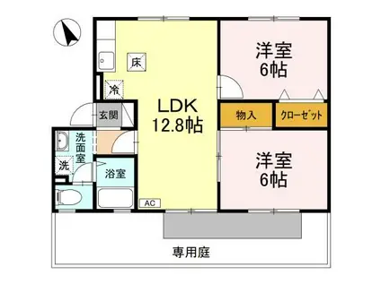 SONIA B棟(2LDK/1階)の間取り写真