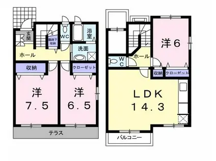 ベル オーブ(3LDK/1階)の間取り写真