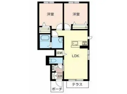 ドルチェ・ヴィータ(2LDK/1階)の間取り写真