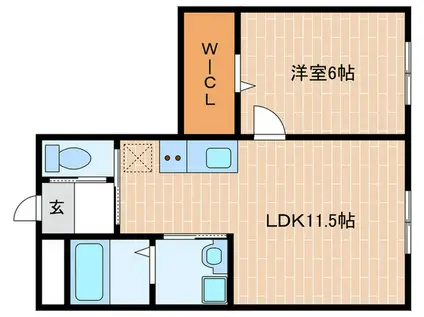 プラージュ・ド・クキ(1LDK/2階)の間取り写真