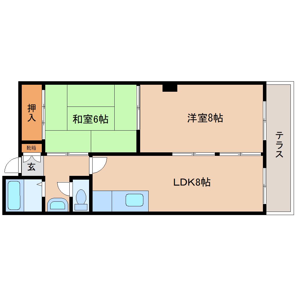 コーポ綿町(2LDK/1階)の間取り写真