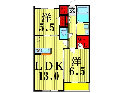 オブロン・ジ・エール(2LDK/1階)の間取り写真