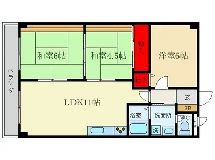 ル・ローヌ(3LDK/2階)の間取り写真