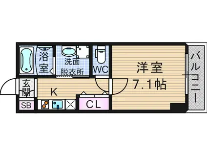 スワンズ難波パークビュー(1K/5階)の間取り写真