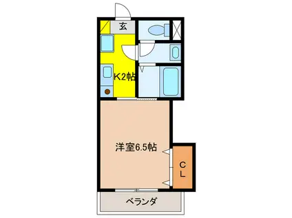 リズ スクエア 中棟オートロック(1K/1階)の間取り写真