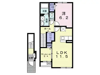 ドウェル コティヌス(1LDK/2階)の間取り写真