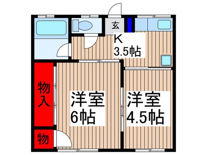 シティーハイム(2K/2階)の間取り写真