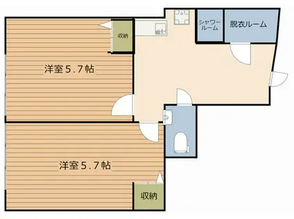 カーサ・ブリランテ(2DK/2階)の間取り写真