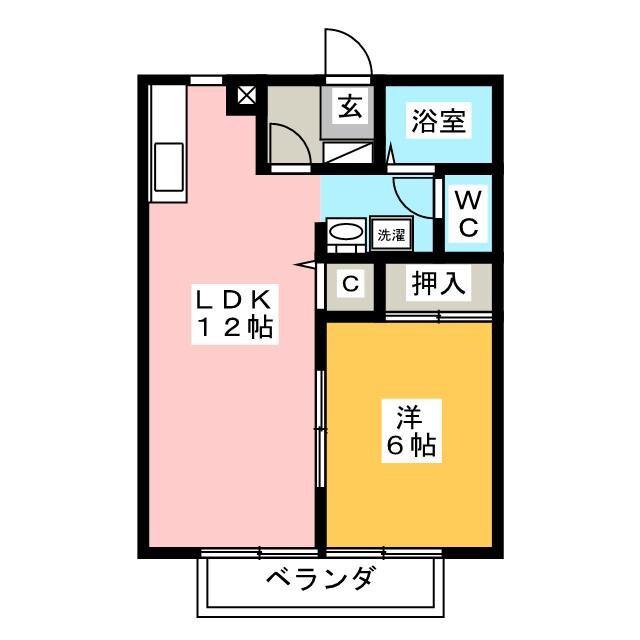 サンガーデン松本(1LDK/2階)の間取り写真