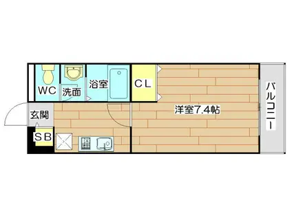 ブラオ高槻(1K/2階)の間取り写真