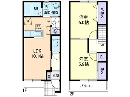 COSMOS GARDEN(2LDK/1階)の間取り写真