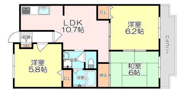 リヴィエール園田(3LDK/1階)の間取り写真