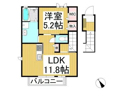 シャン・カマラード G棟(1LDK/2階)の間取り写真