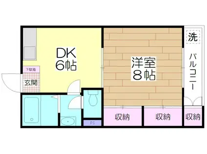 小林ビル(1DK/4階)の間取り写真