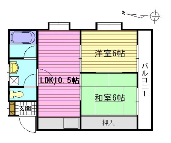 サンバレー胡子(2LDK/1階)の間取り写真