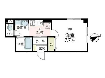 グランデュオ(1K/1階)の間取り写真