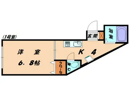 第2やよいコーポ(1K/1階)の間取り写真