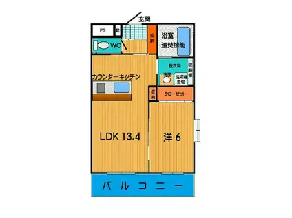 グランドゥール出水弐番館(1LDK/2階)の間取り写真
