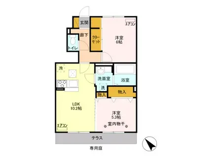 D-ROOMカーサ ソレール103(2LDK/1階)の間取り写真