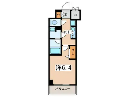 グランカーサ大和(1K/3階)の間取り写真